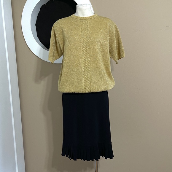 Vintage Alfred Dunner Gold Metallic Blouse M Fits L. Made in USA, Shimmery Retro - Picture 6 of 9